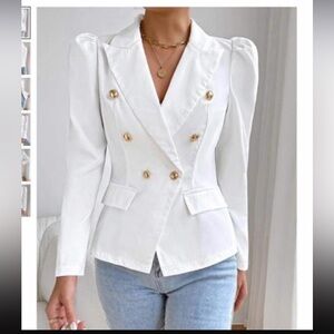 New Elegant White Double-Breasted Women's Blazer size S